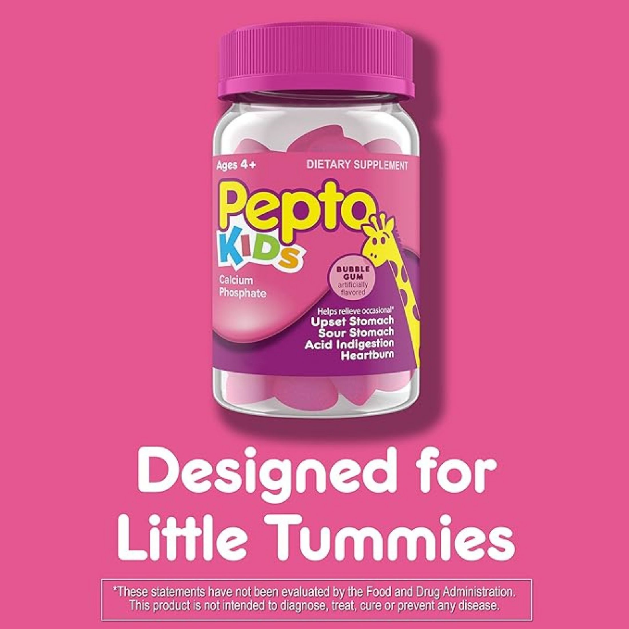 Pepto Calcium Phosphate, Bubble Gum, Ages 4+, Kids, Gummies