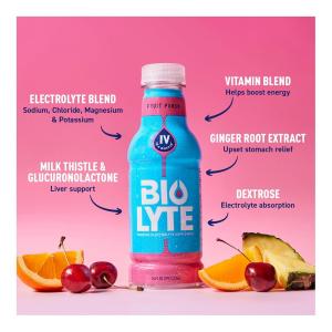 Biolyte Electrolyte Drink For Rapid Hydration, Punch, 16 Oz