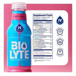 Biolyte Electrolyte Drink For Rapid Hydration, Punch, 16 Oz