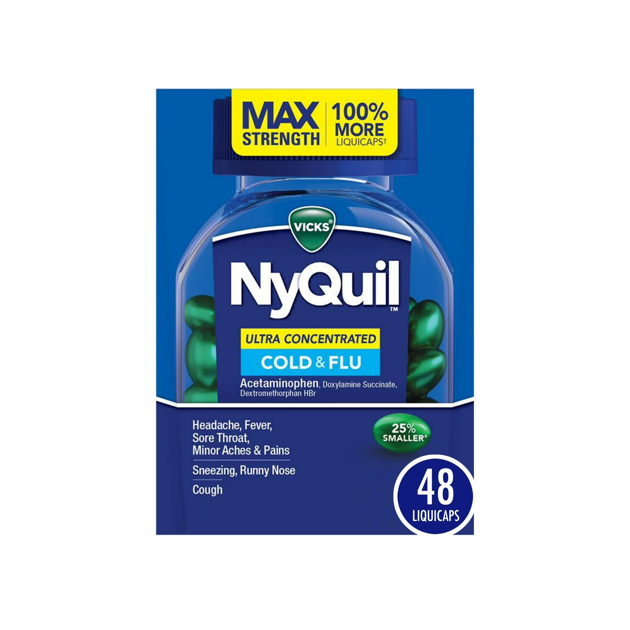 Vicks Cold & Flu, Ultra Concentrated, Max Strength, Liquicaps