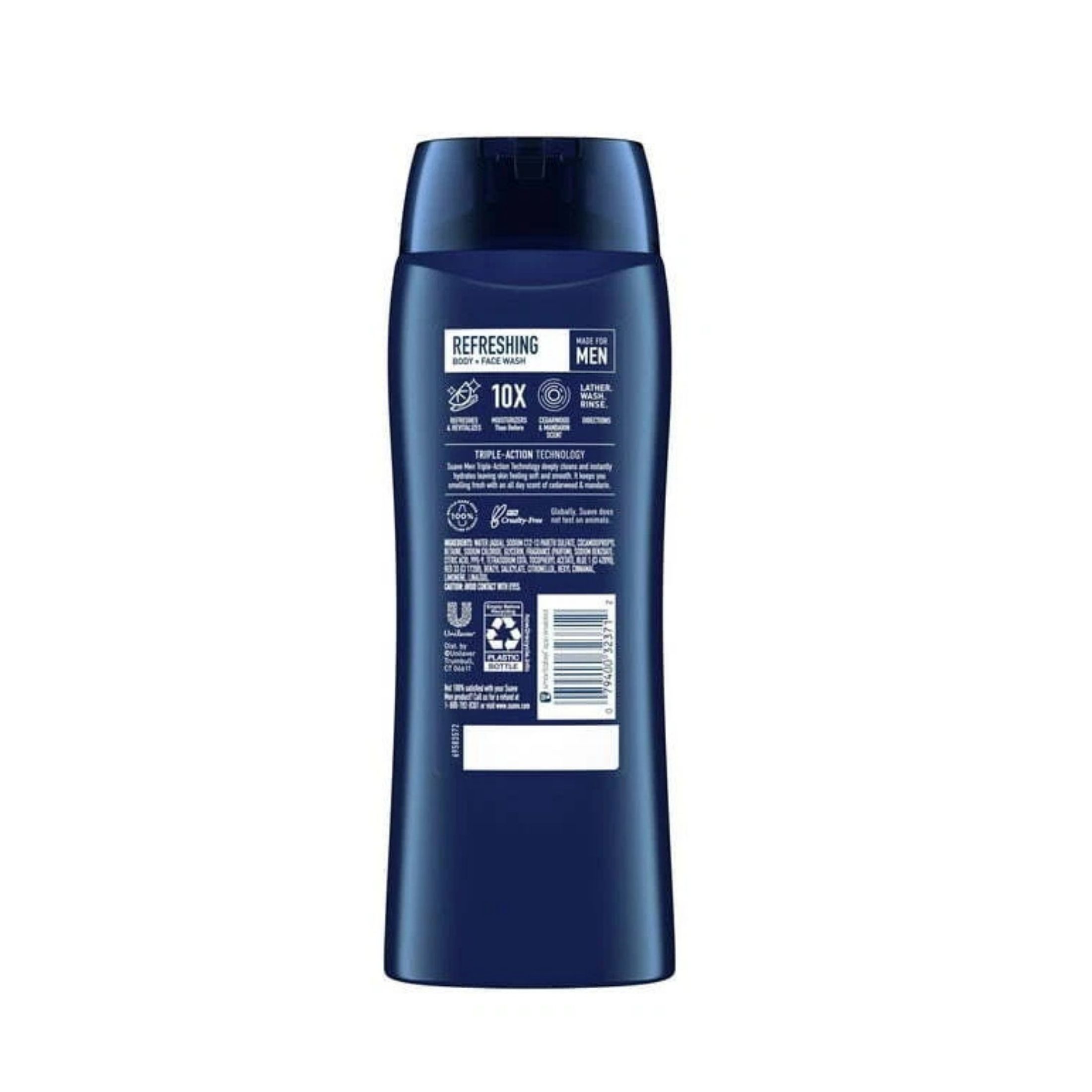 Suave Men Body + Face Wash, Cedarwood + Mandarin, Refreshing 18 Fl Oz