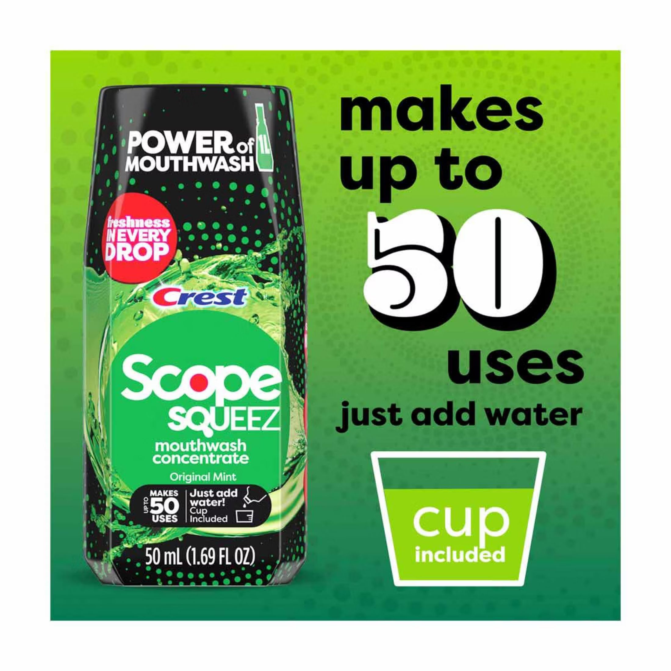Crest Scope Squeez Mouthwash Concentrate - Original Mint - 1.69 Fl Oz
