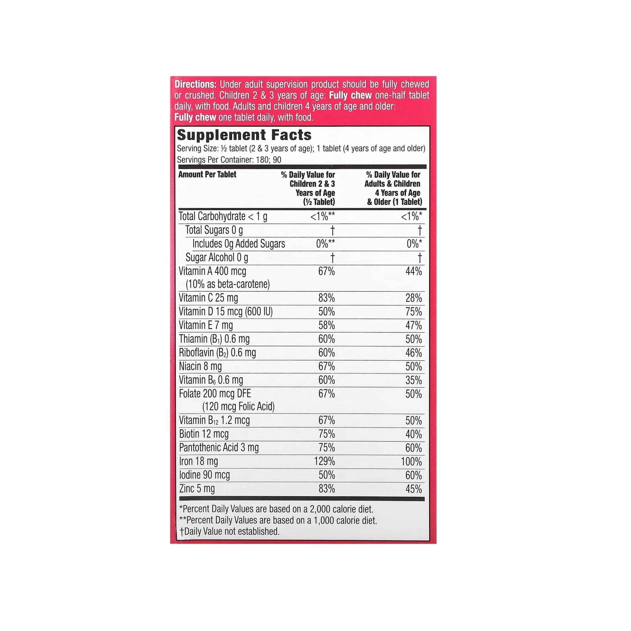 Flintstones Plus Extra Iron Multivitamin Chewable Tablets 90ct