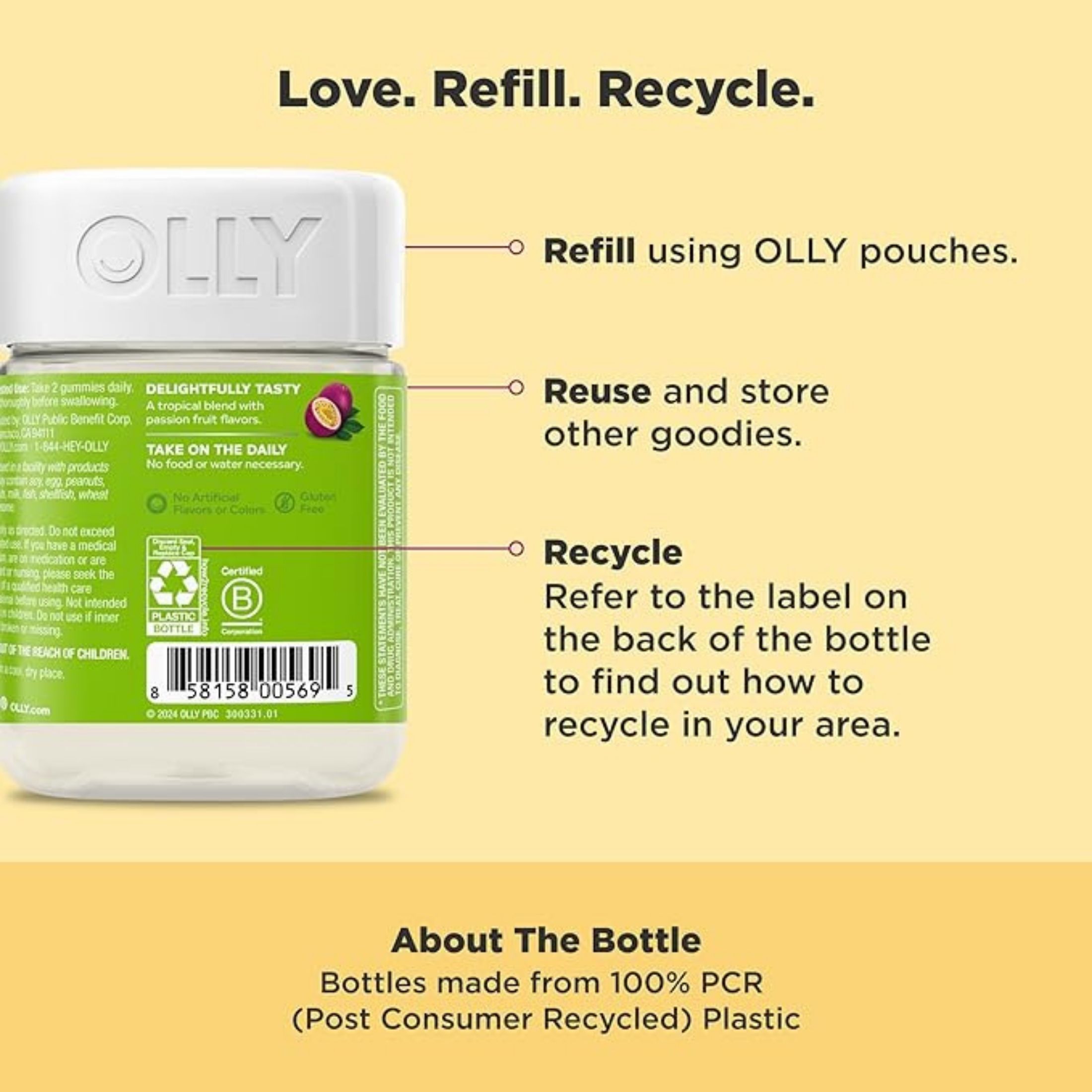 Olly Daily Energy Vitamin B12 Dietary Supplement Tropical Passion