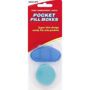 Aculife Acu Life Pill Boxes, Pocket, Three Compartment, Single