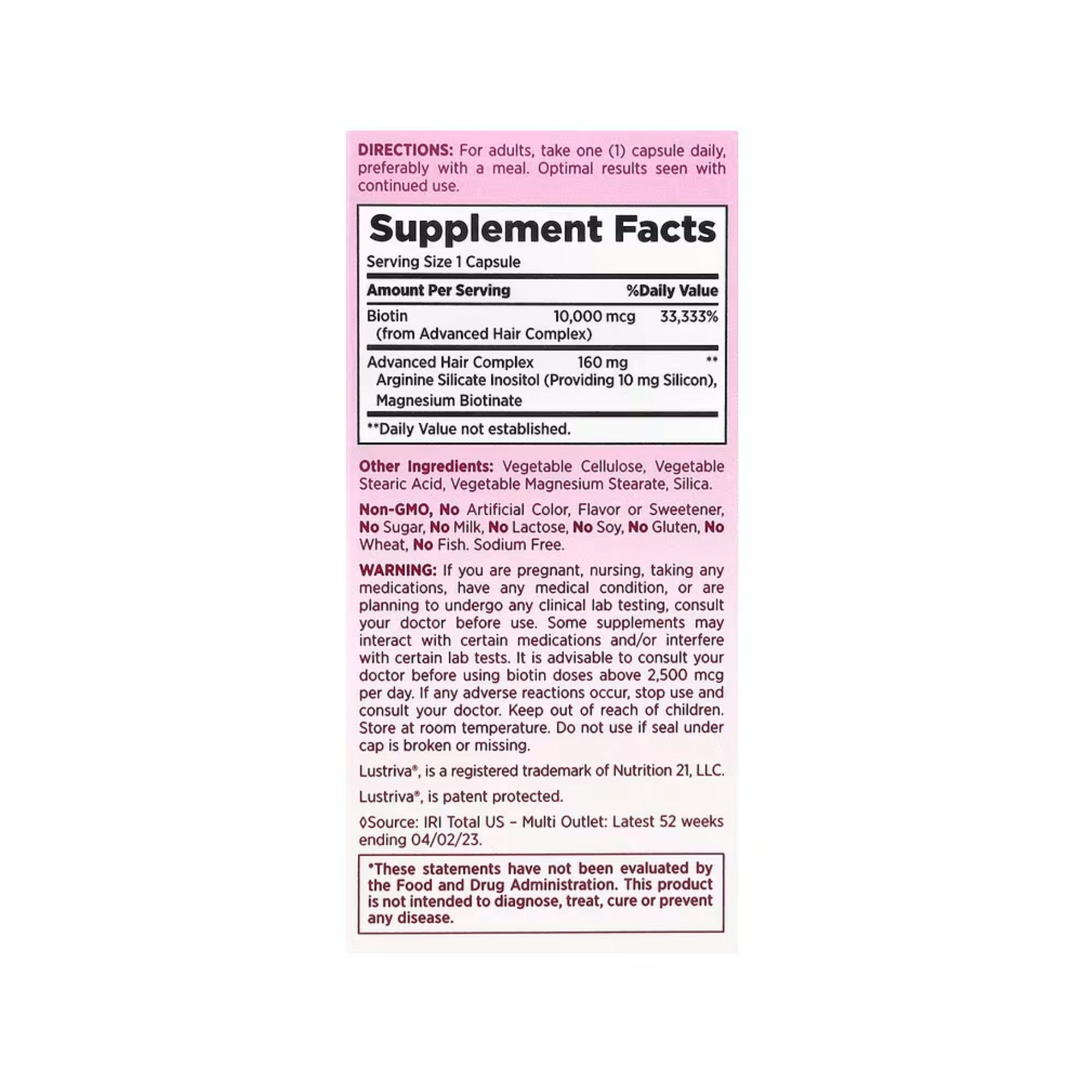 Nature's Bounty Optimal Solutions Hair Growth Supplement Capsules