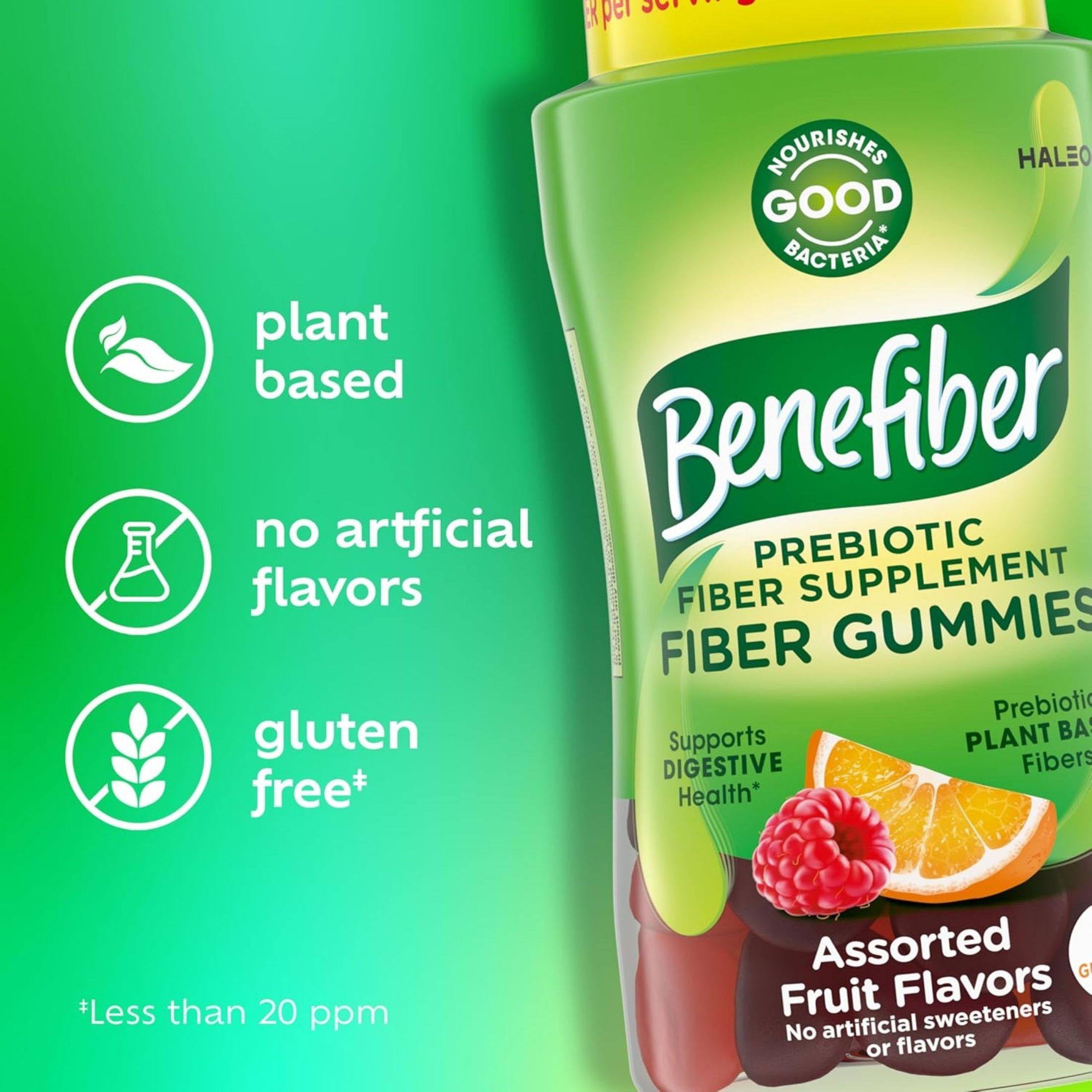 Benefiber Prebiotic Fiber Supplement Gummies For Digestive Health, Assorted Fruit Flavor