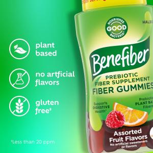 Benefiber Prebiotic Fiber Supplement Gummies For Digestive Health, Assorted Fruit Flavor