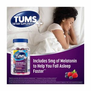 Tums Heartburn And Sleep Support With 5mg Melatonin Chewable Tablets - Berry Fusion