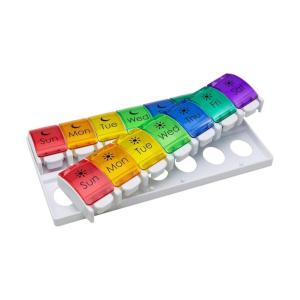 Ezy Dose Push Button 7-Day Pill Case, Am/Pm, Rainbow