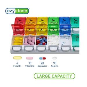 Ezy Dose Push Button 7-Day Pill Case, Am/Pm, Rainbow