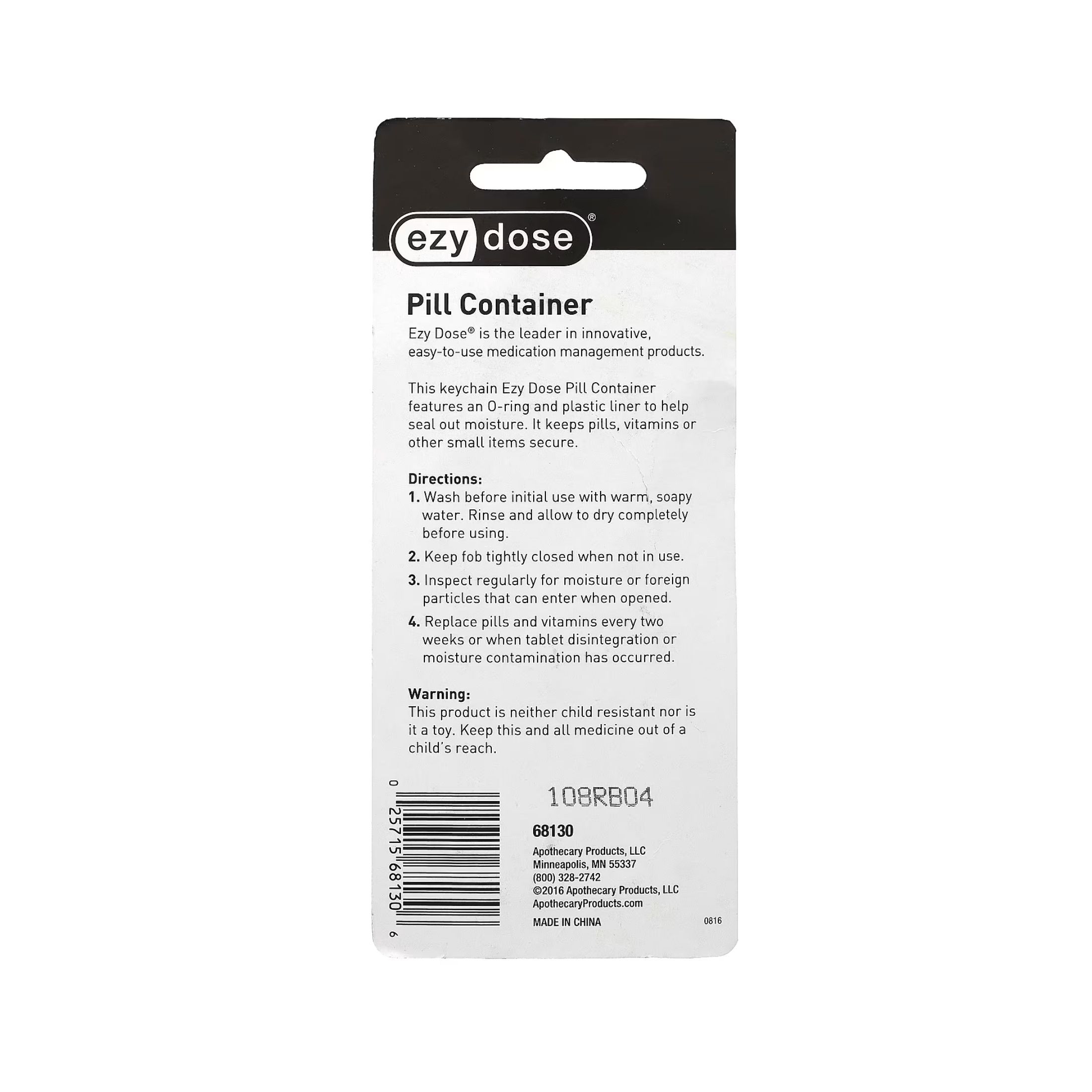 Ezy Dose Pill Fob Keychain 12X