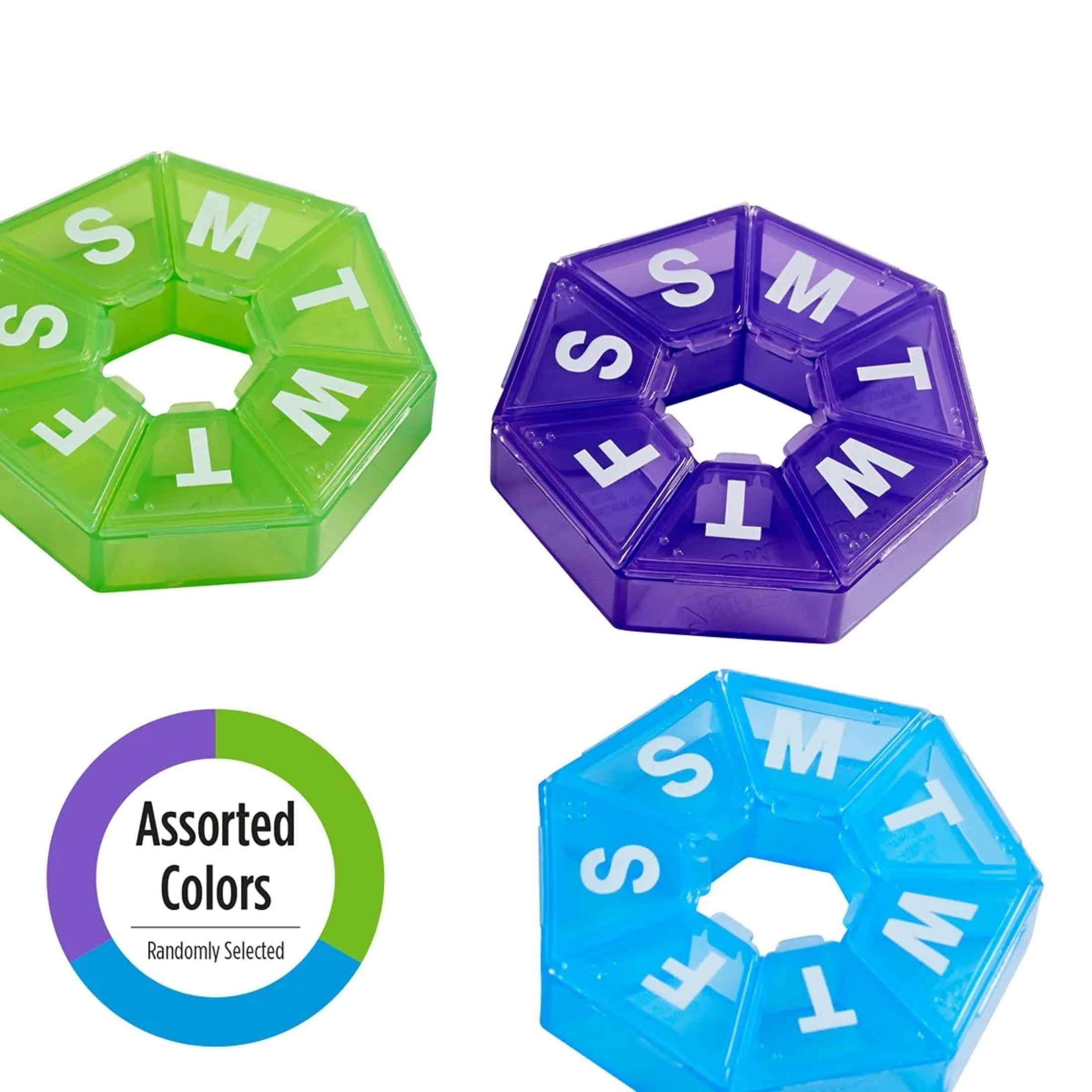 Ezy Dose Weekly 7 Sided Pill Planner, Assorted