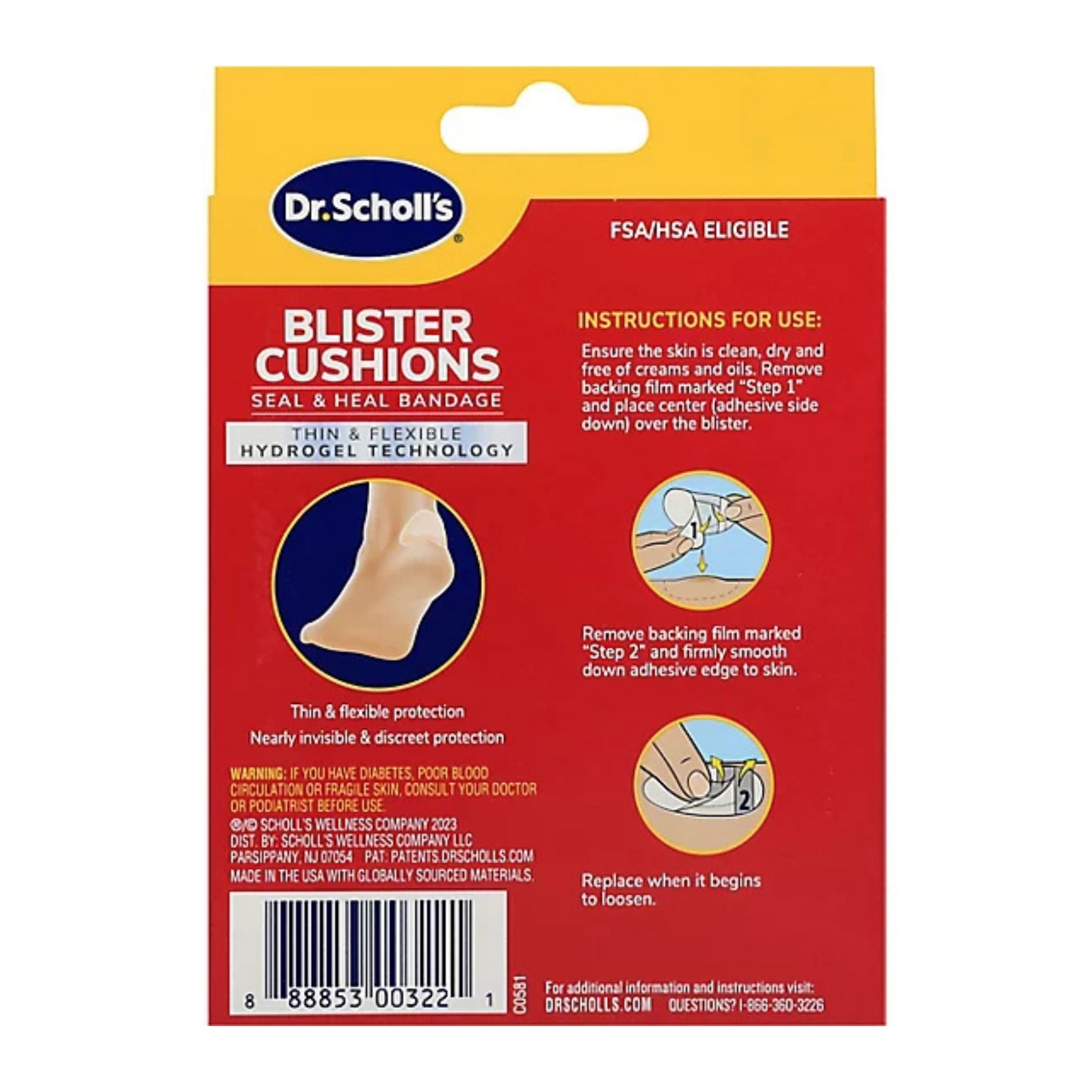 Dr. Scholl's Blister Cushions Seal & Heal Bandage With Hydrogel Technology