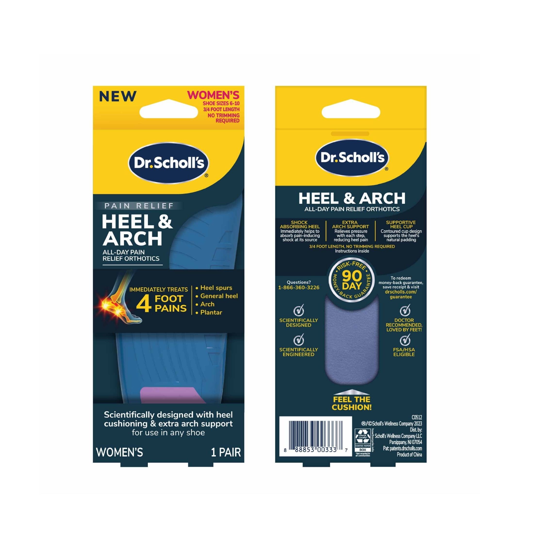 Dr. Scholl's Pain Relief Heel And Arch Women’s Sizes 6-10