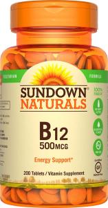 Sundown Naturals Vitamin B12, 500 Mcg, Tablets