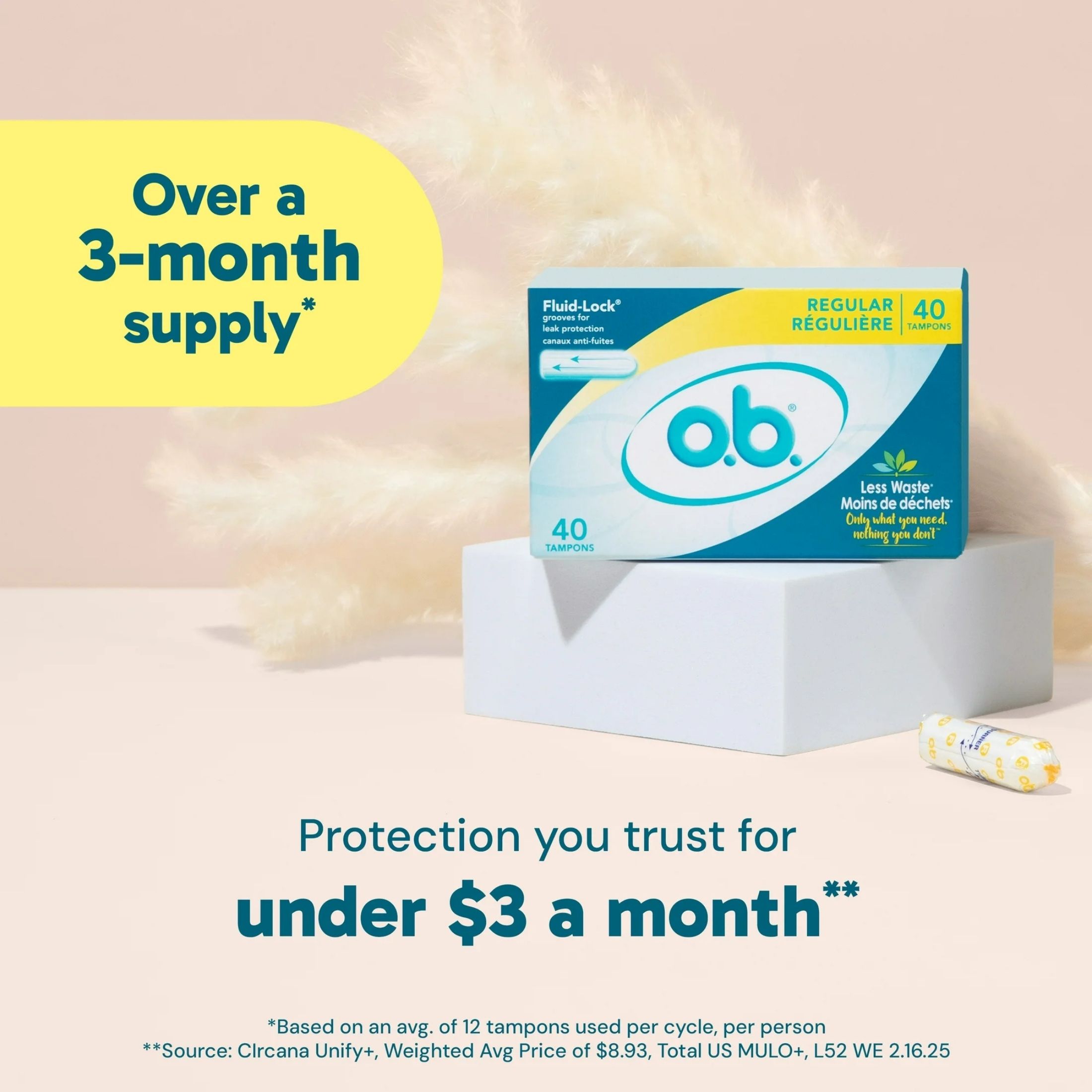 O.b. Applicator Free Digital Tampons Super Absorbency
