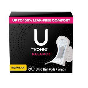 U by Kotex Balance Ultra Thin Pads With Wings, Regular Absorbency