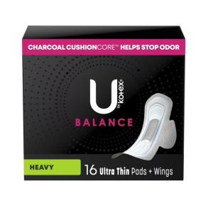 U by Kotex Pads + Wings, Ultra Thin, Heavy