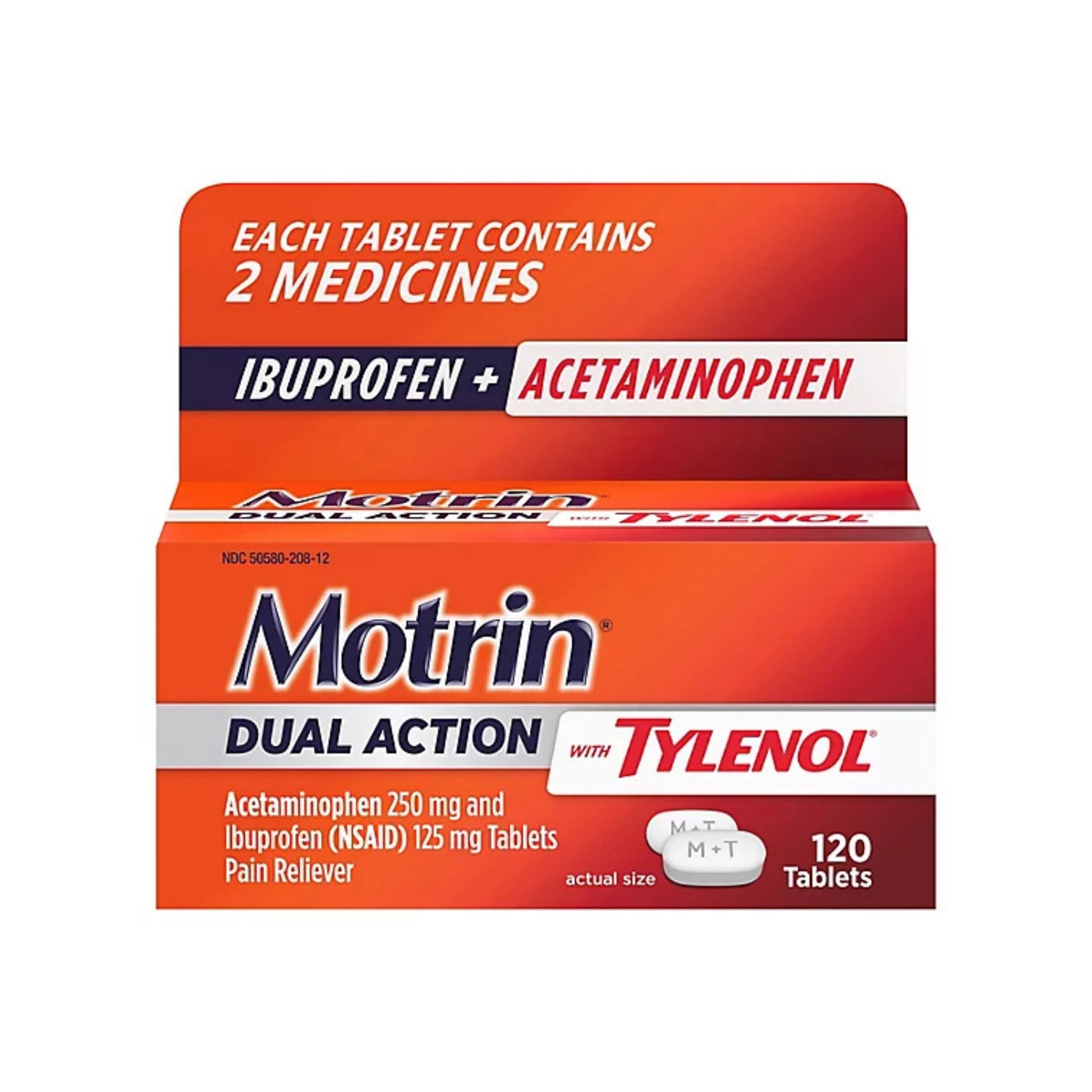 Motrin Ibuprofen + Acetaminophen, Dual Action, Tablets