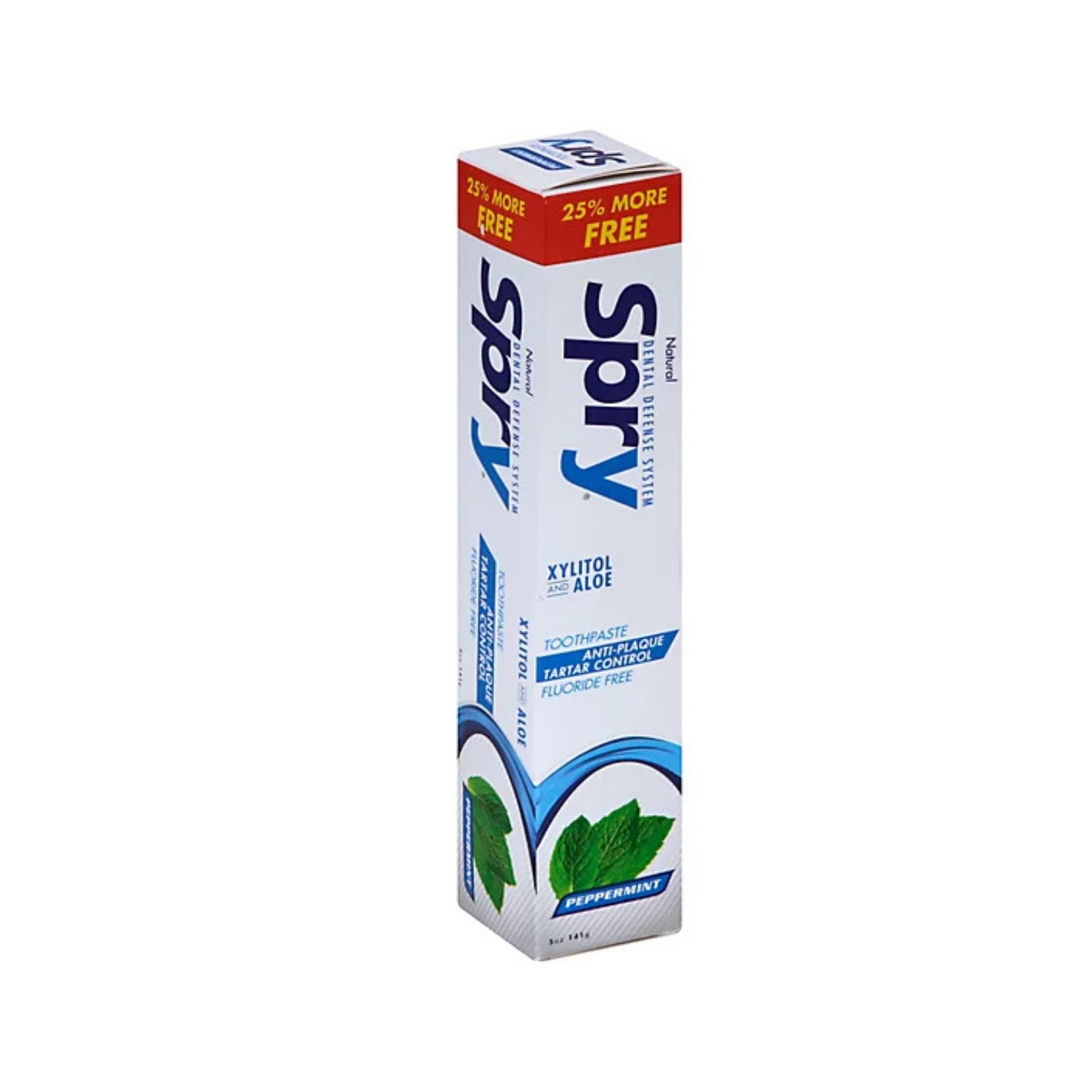 Spry Dental Defense System Toothpaste, Fluoride Free, Anti-Plaque Tartar Control, Peppermint