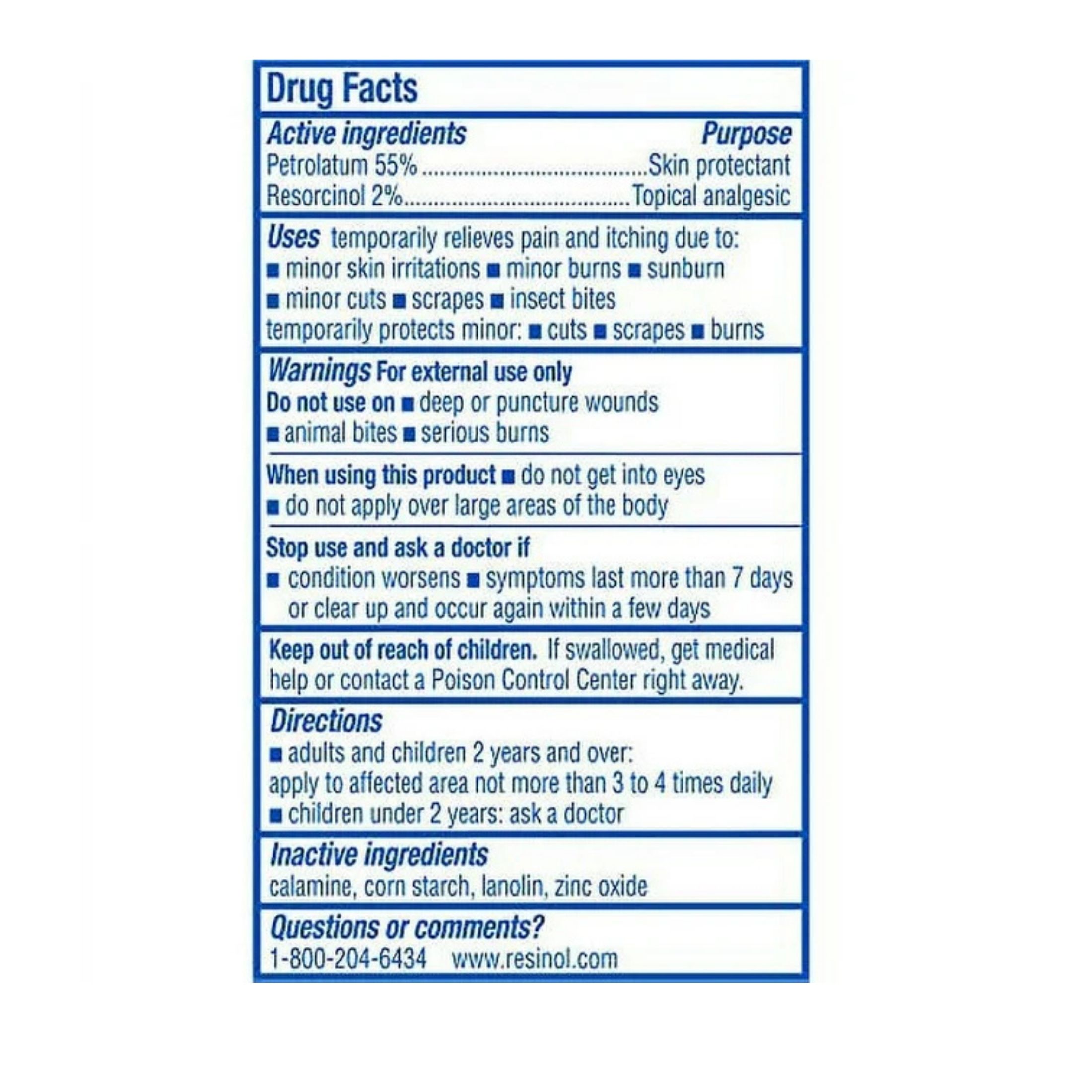 Resinol Medicated Ointment With Zinc Oxide 1.75 Oz Tube