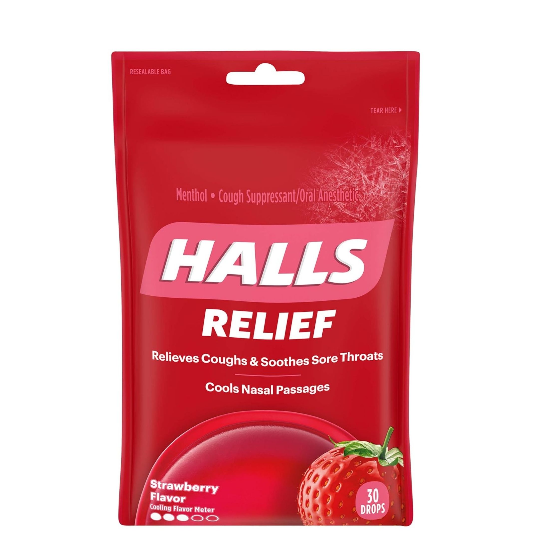 Halls Cough Drops, Strawberry Flavor