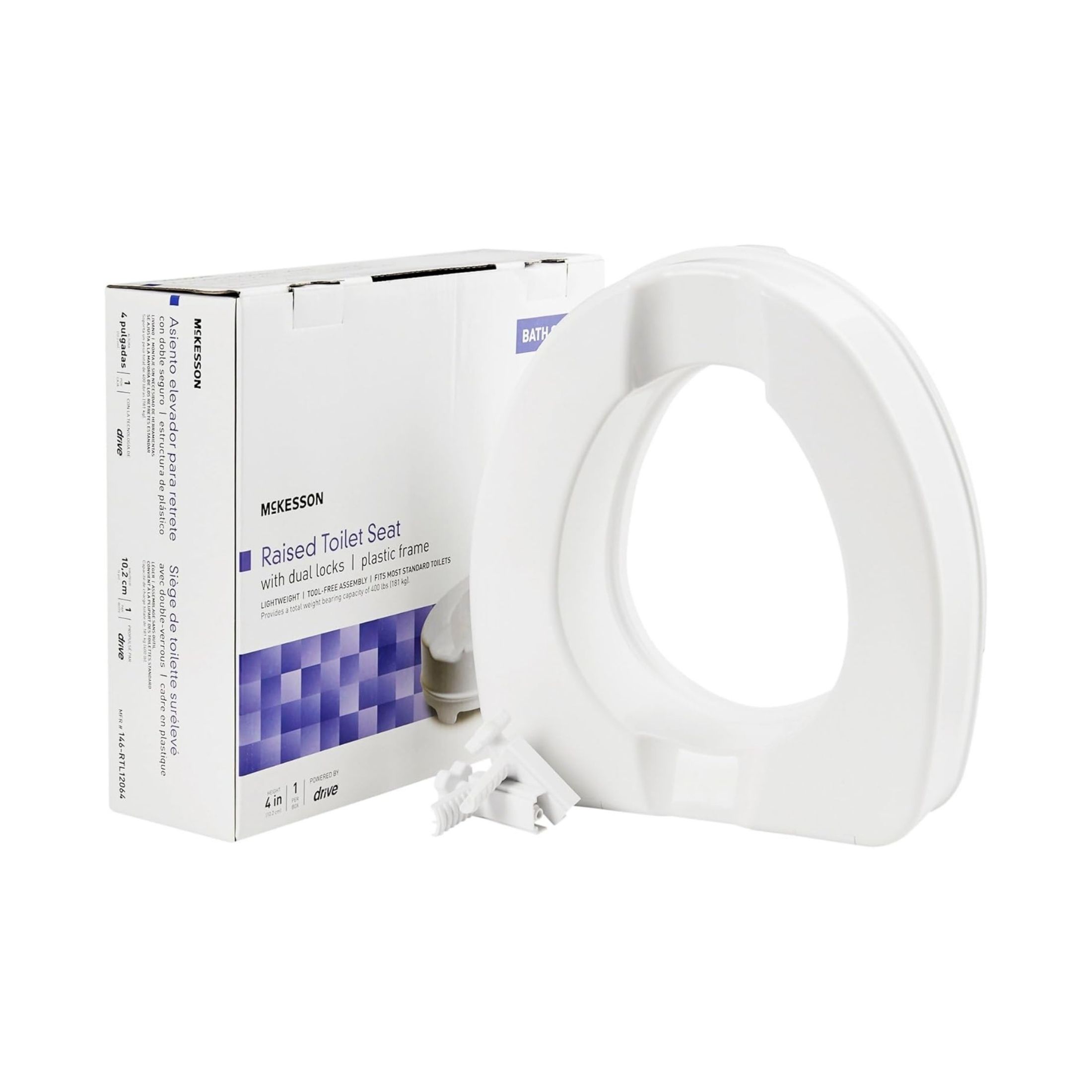 McKesson White Plastic Raised Toilet Seat