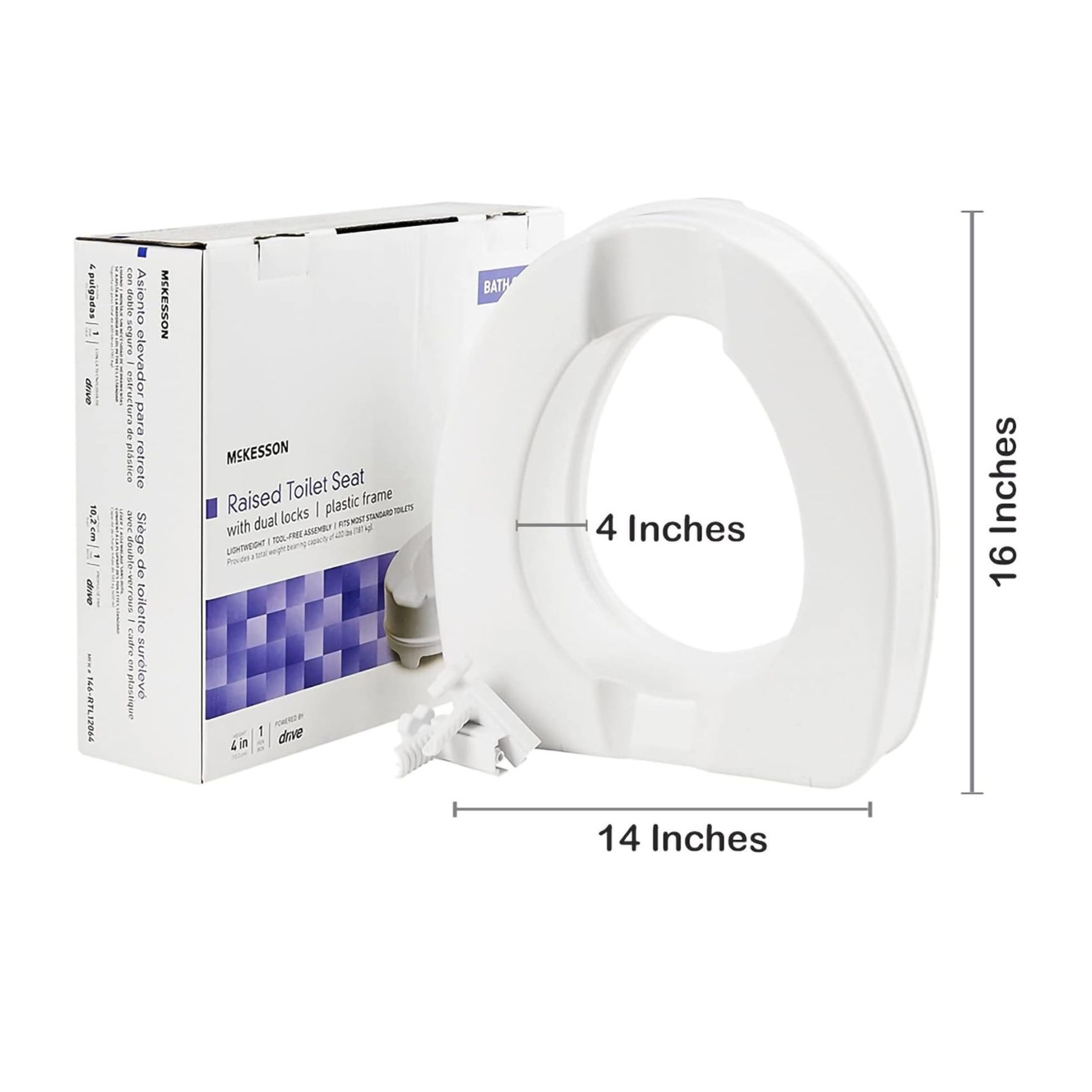 McKesson White Plastic Raised Toilet Seat