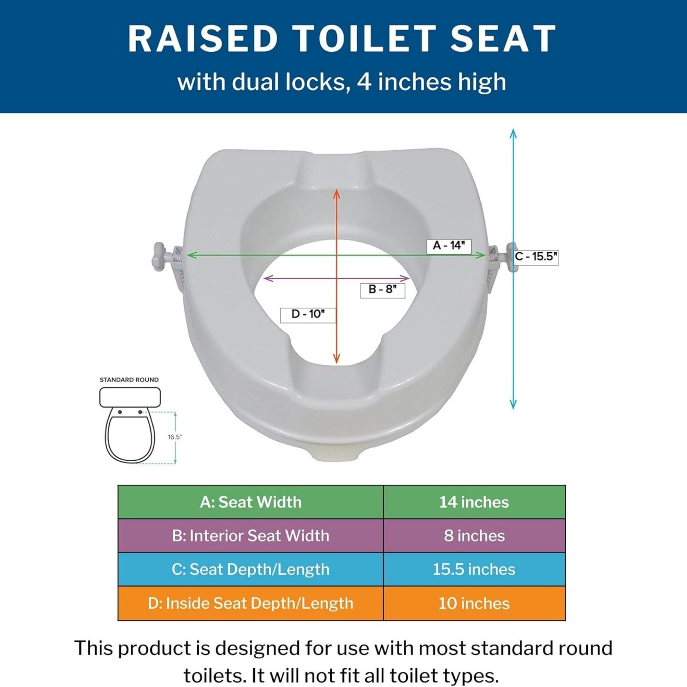 McKesson White Plastic Raised Toilet Seat