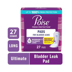 Poise Postpartum Incontinence Pads For Women, Ultimate Absorbency, Long Length