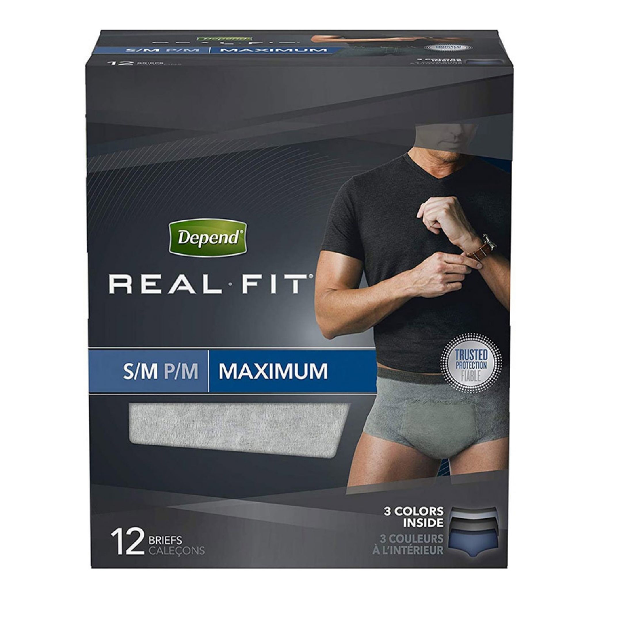 Depend Real Fit For Men Maximum Absorbency Briefs S/M