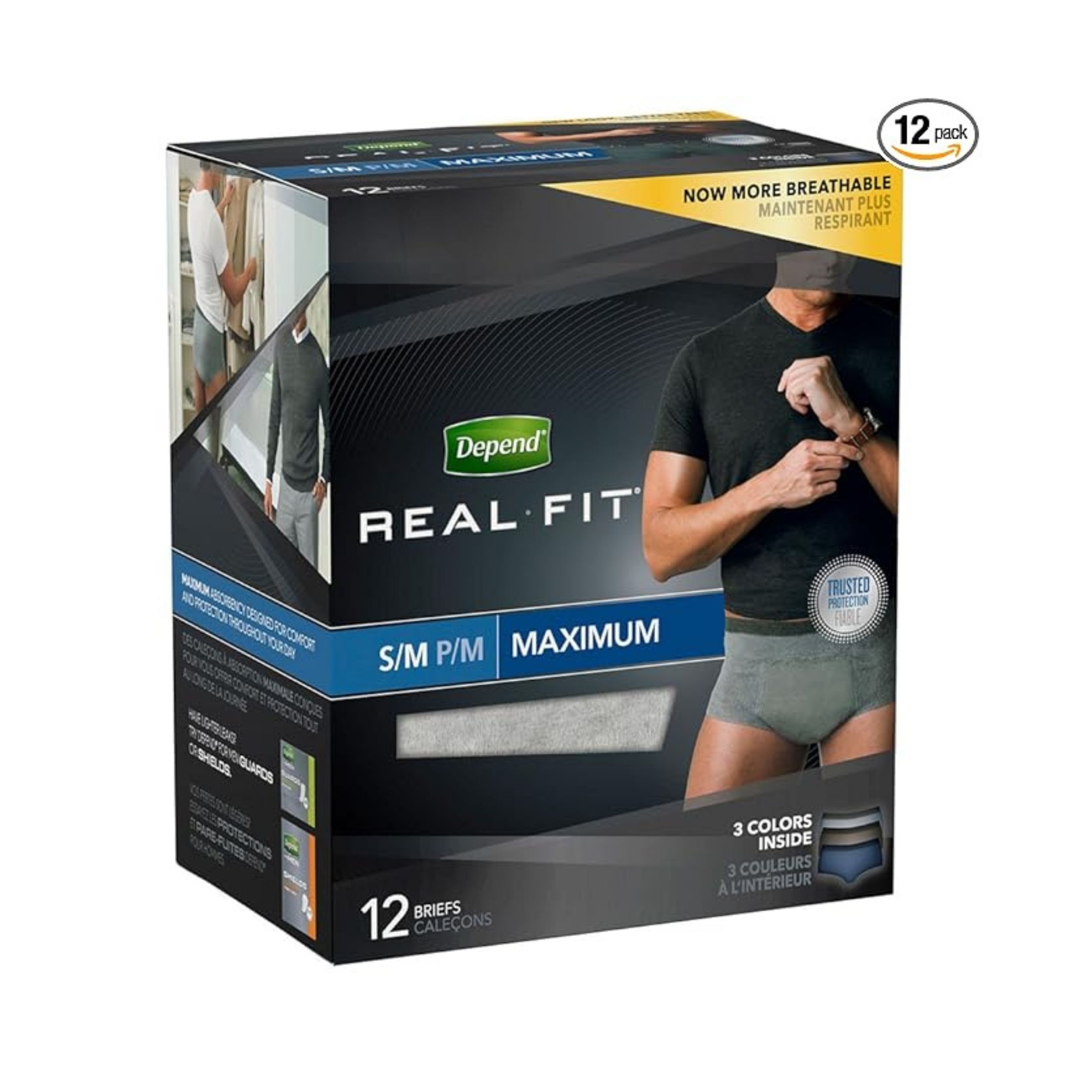 Depend Real Fit For Men Maximum Absorbency Briefs S/M
