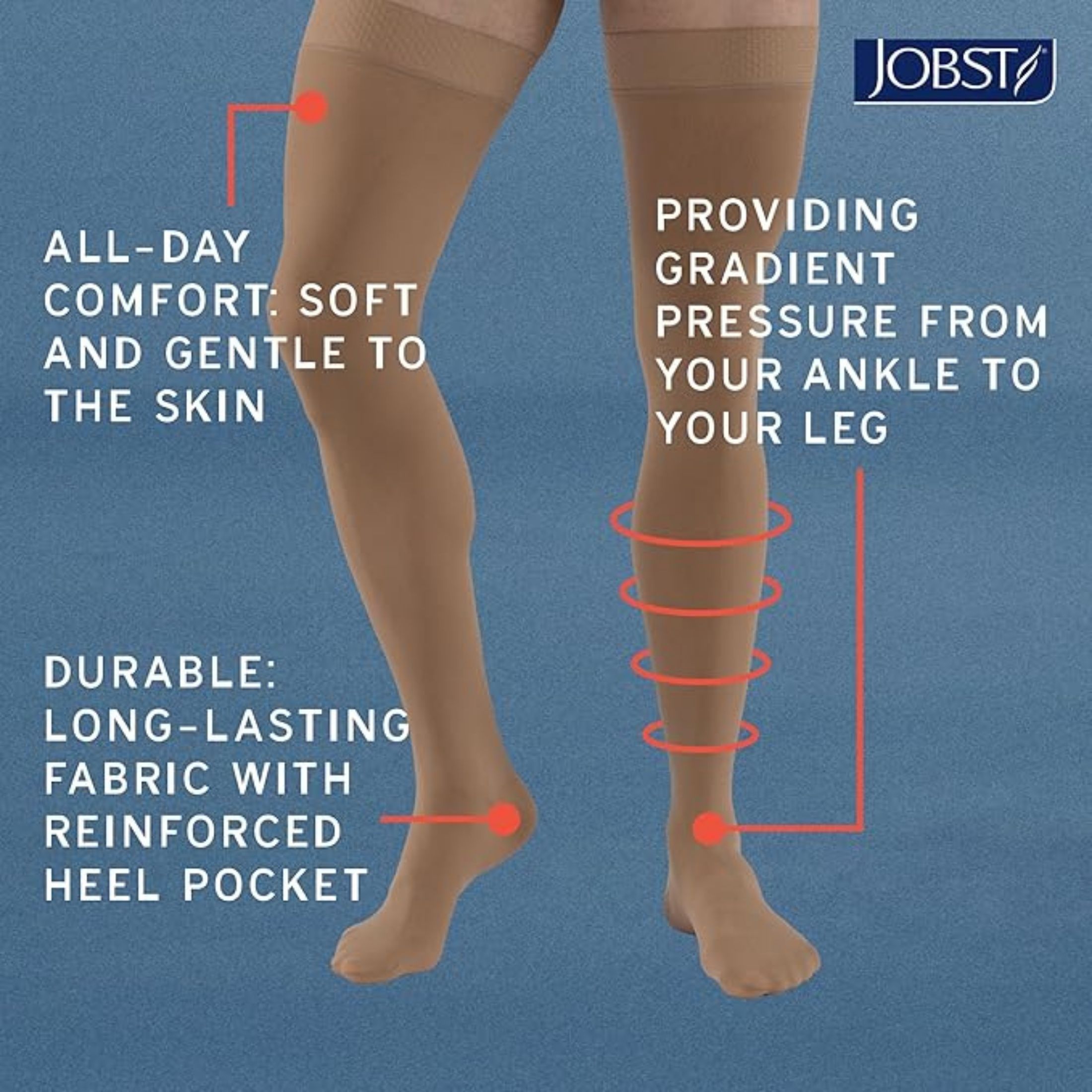 Jobst Medical LegWear Knee High 20-30 mmHg Firm Compression X-Large Beige Close-Toe