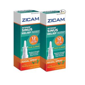 Zicam Nasal Spray, Intense Sinus Relief, No Drip Liquid, Cooling Menthol & Eucalyptus 0.5 Fl Oz