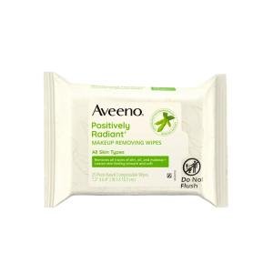 Aveeno Positively Radiant Oil Free Makeup Removing Face Wipes, 25 Ct