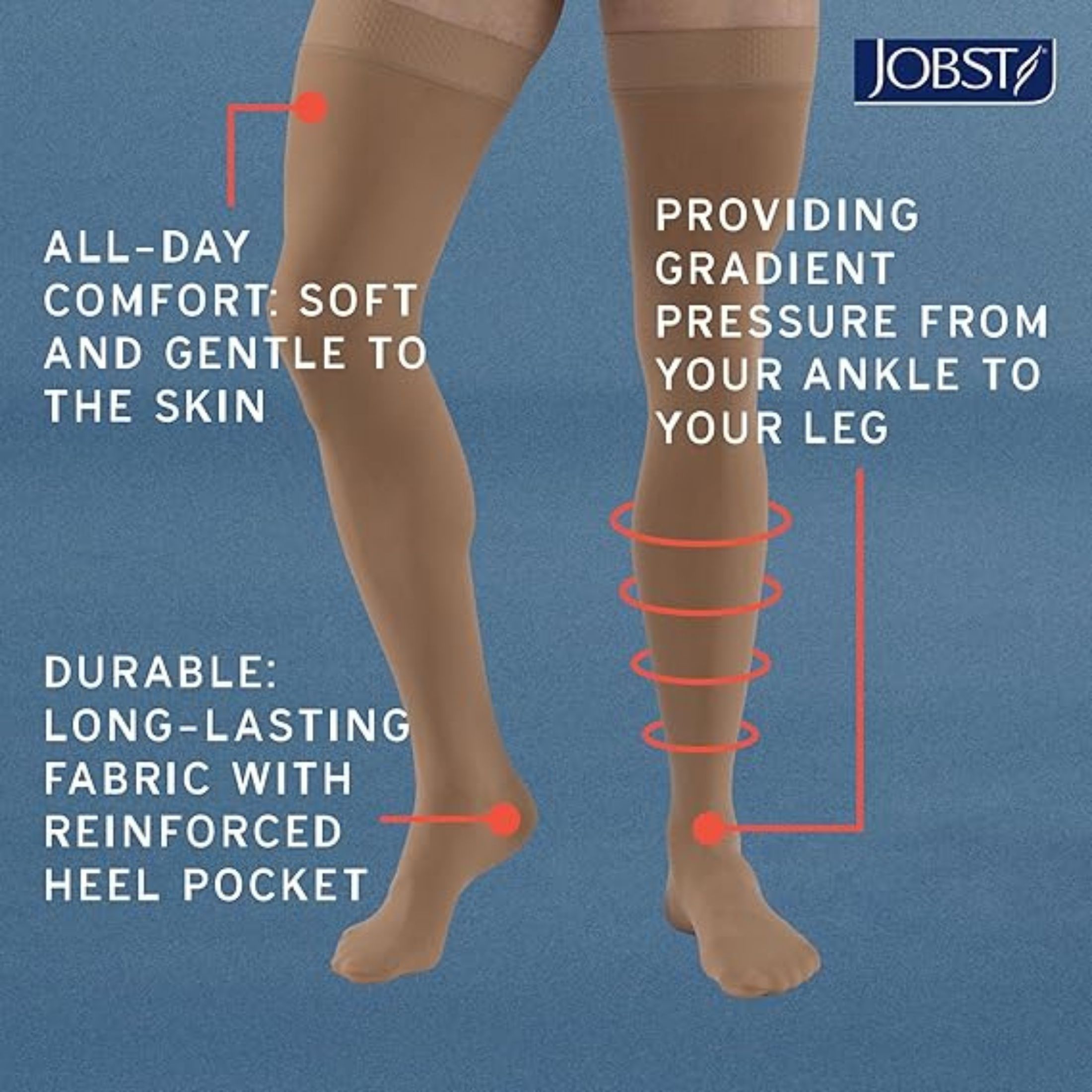 Jobst JOB114620 Relief 20-30 Knee High Close Toe Beige Compression Stockings Beige, Small