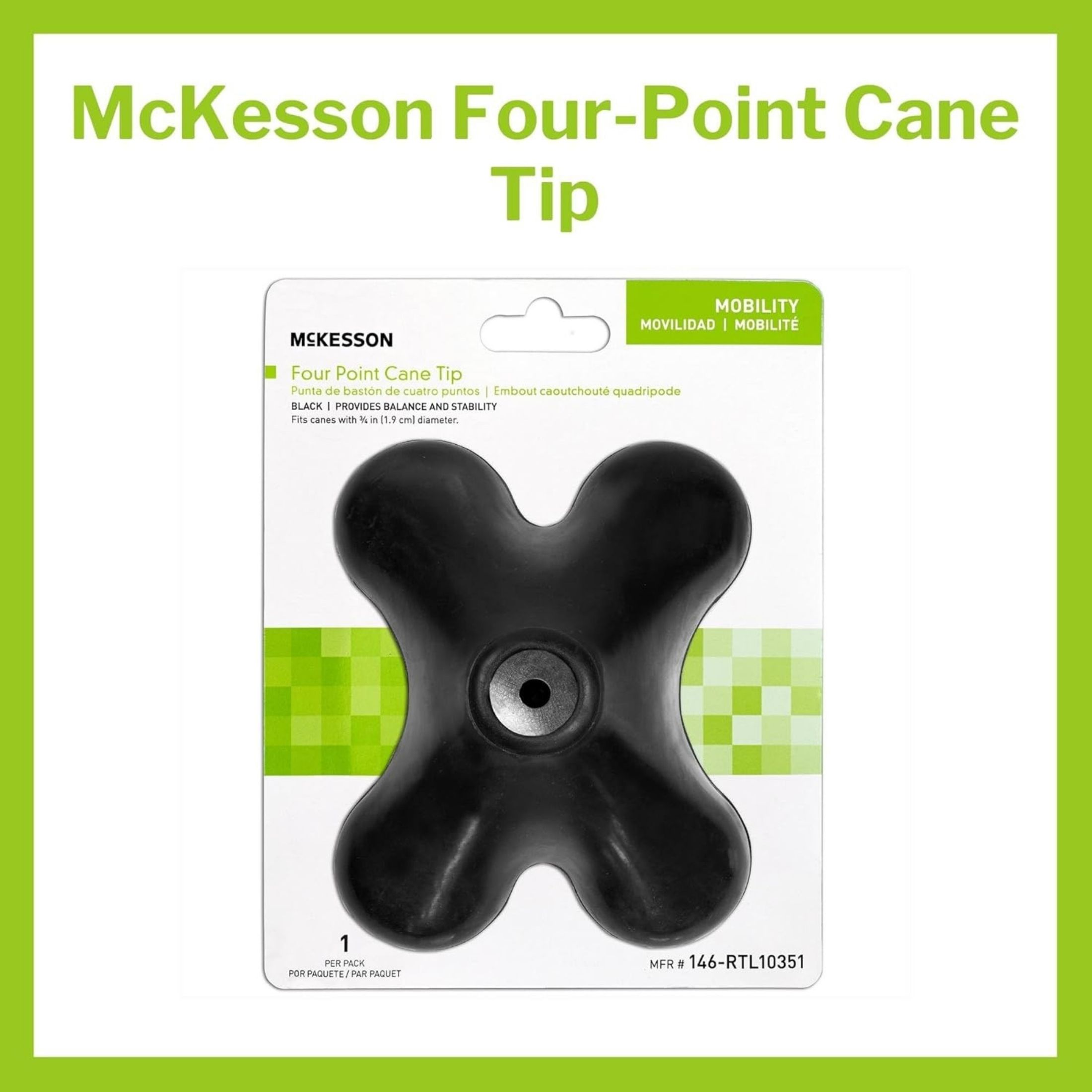 McKesson 4-Point Cane Tip, 1 EA/BX