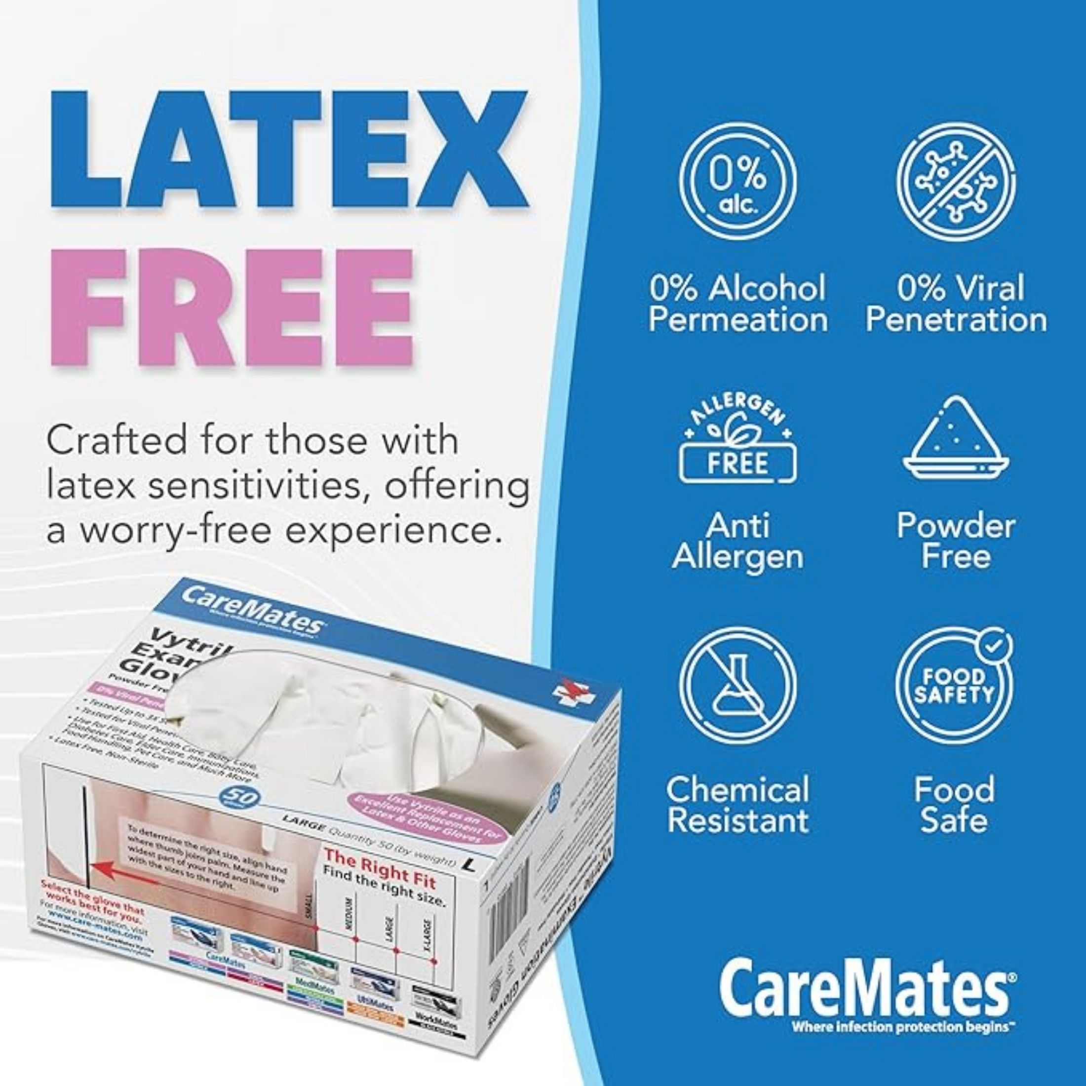 Caremates Vytrile Powder Free Examination Gloves Medium