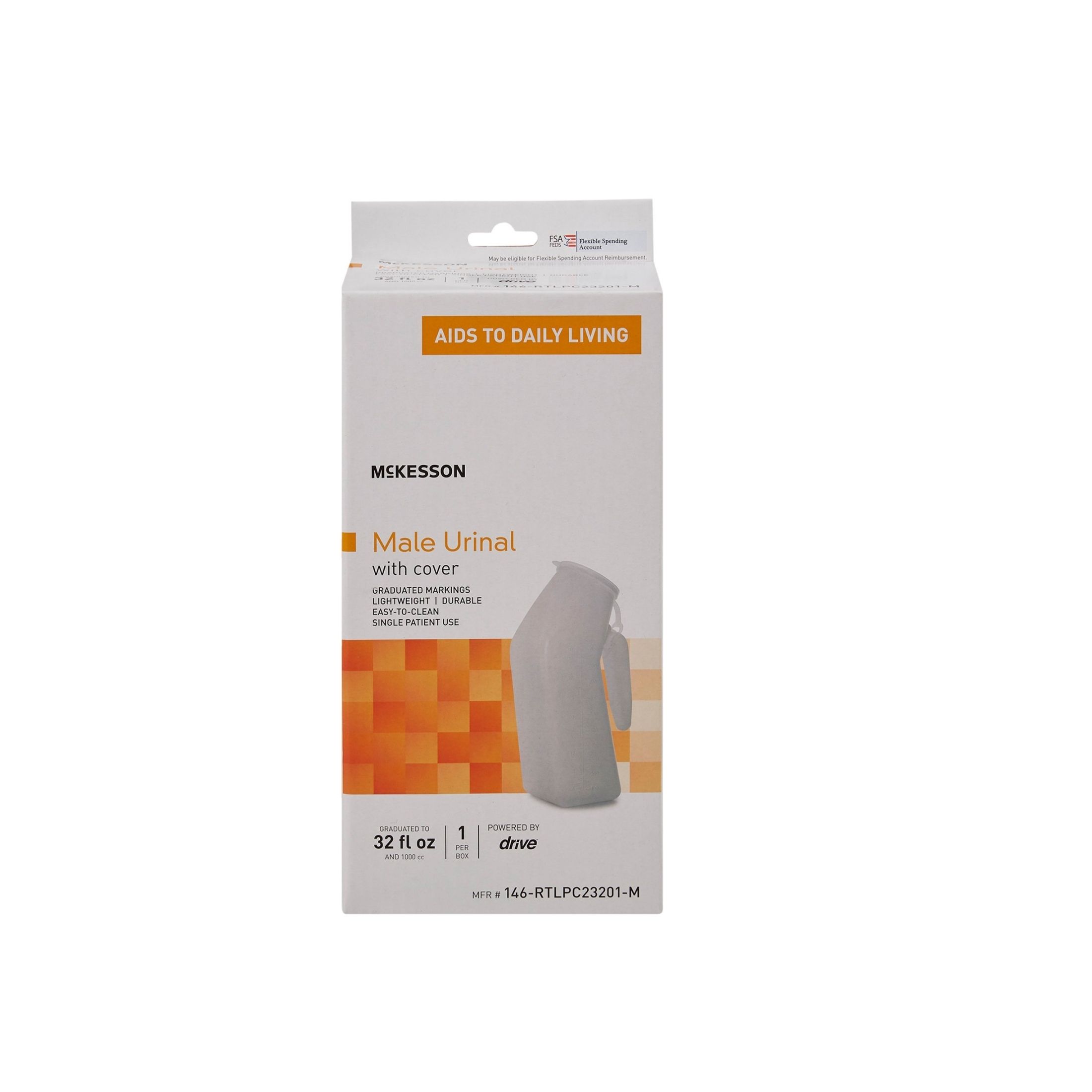 McKesson Male Urinal 32 Oz. With Closure Single Patient Use