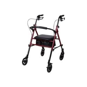 McKesson 4 Wheel Rollator 13 Inch Seat Width 300 Lbs. Weight Capacity, Red