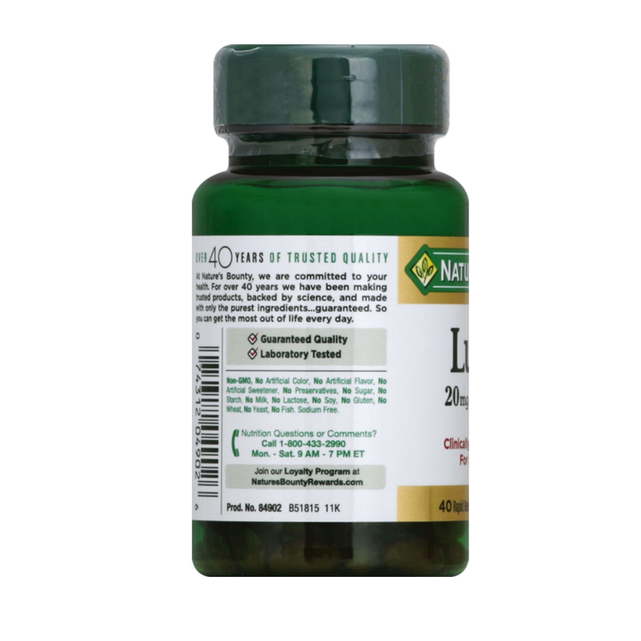Nature's Bounty Lutein, 20 Mg, Rapid Release Softgels