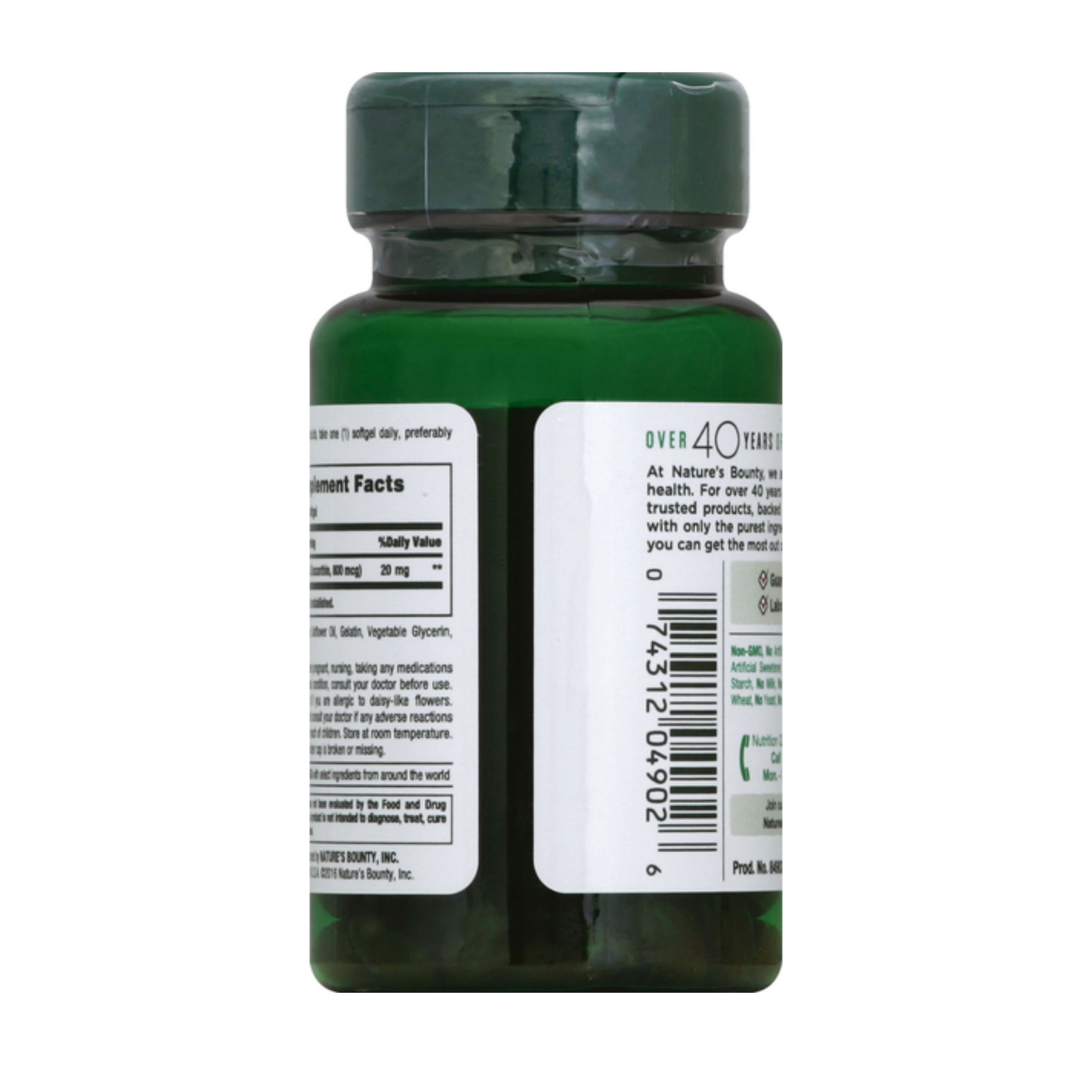 Nature's Bounty Lutein, 20 Mg, Rapid Release Softgels