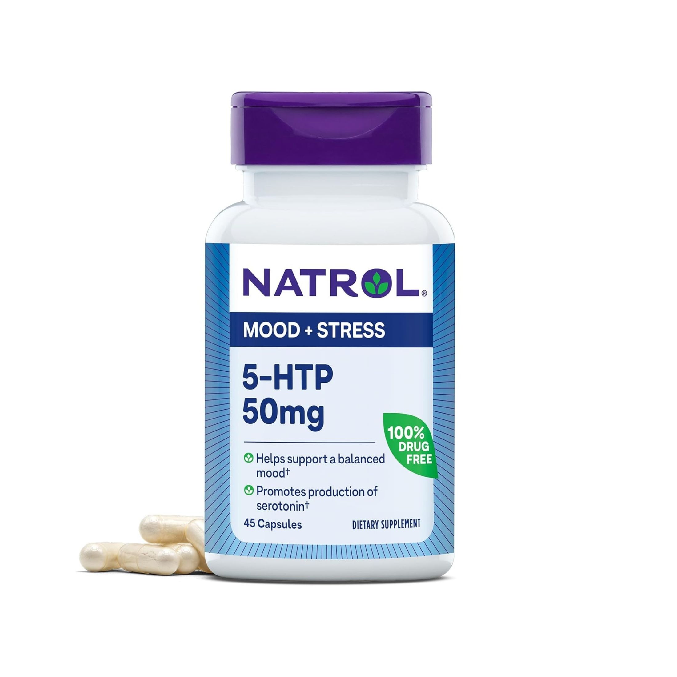 Natrol 5-HTP, Mood & Stress, 50 Mg, 45 Capsules