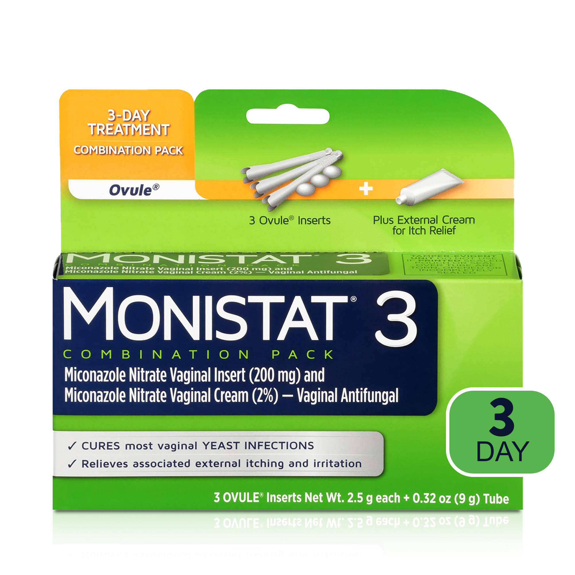 Monistat Combination Pack Ovule Inserts + External Cream Vaginal Antifungal
