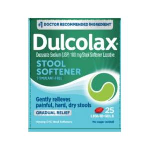 Dulcolax Stool Softener, Gradual Relief, 100 Mg, Liquid Gels