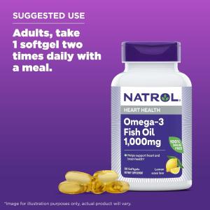 Natrol Omega-3 Fish Oil 1000 Mg, Lemon Flavor, 90 Softgels