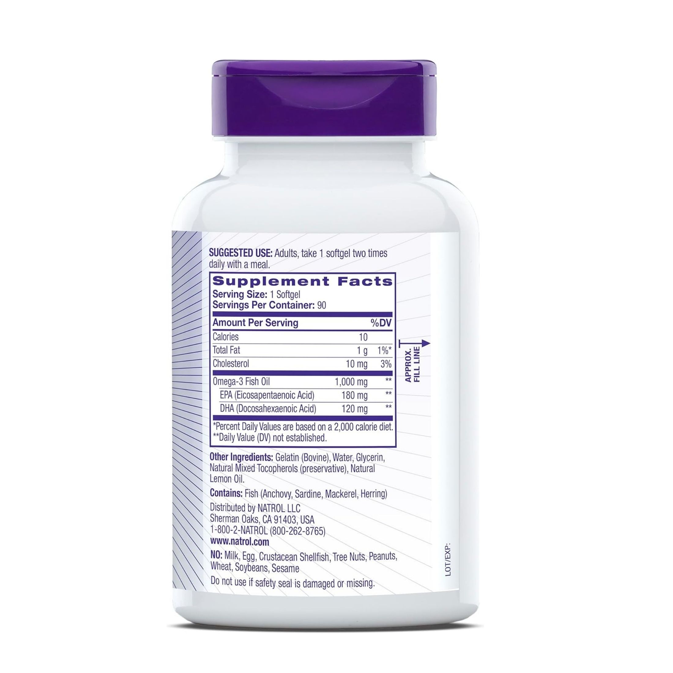 Natrol Omega-3 Fish Oil 1000 Mg, Lemon Flavor, 90 Softgels