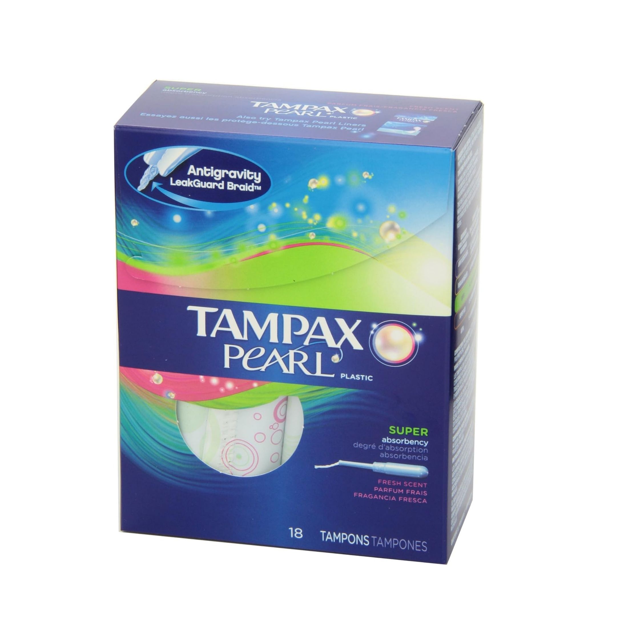 Tampax Pearl Plastic Super Absorbency Tampons, Fresh Scent