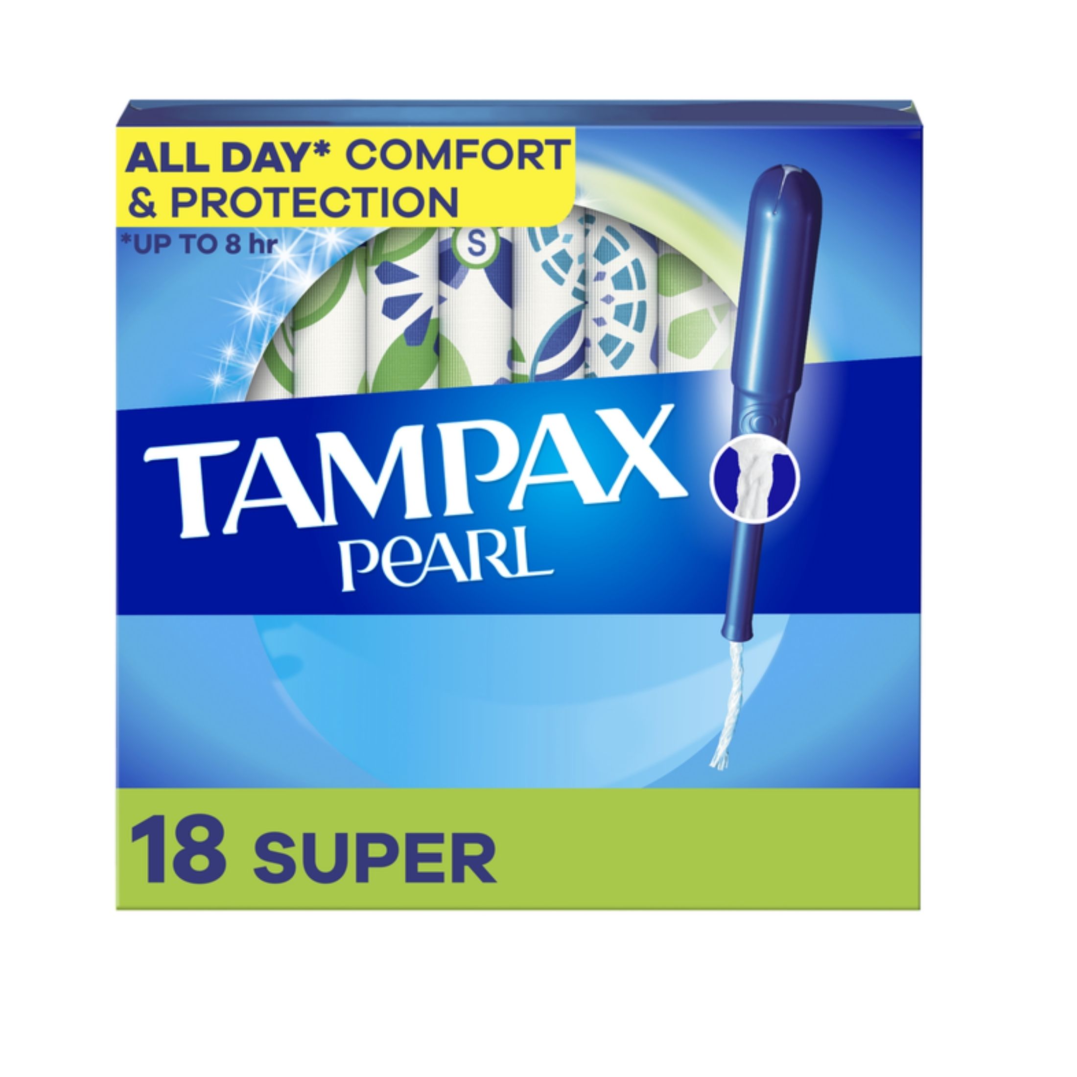Tampax Pearl Tampons Super Absorbency With Bpa Free Plastic Applicator And Leak Guard Braid, Unscented